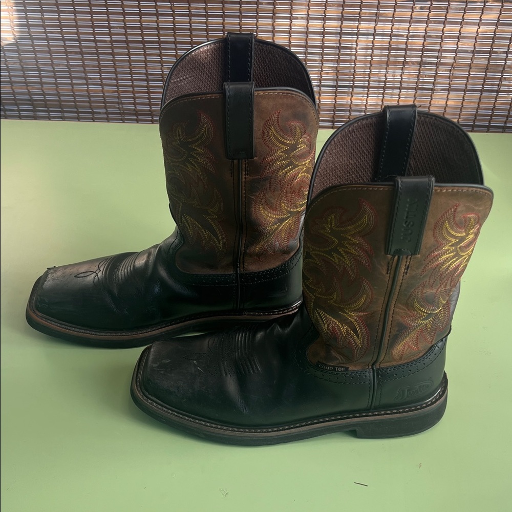 Justin Driller Western Work Boots 10D